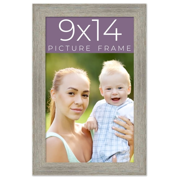9x14 Frame Grey Real Wood Picture Frame Width 1.5 Inches | Interior Frame Depth 0.5 Inches | Barn