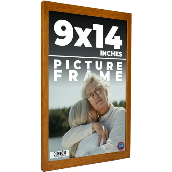 9x14 Honey Brown Real Wood Picture Frame Width 0.75 inches | Interior Frame Depth 0.5 inches | Warm