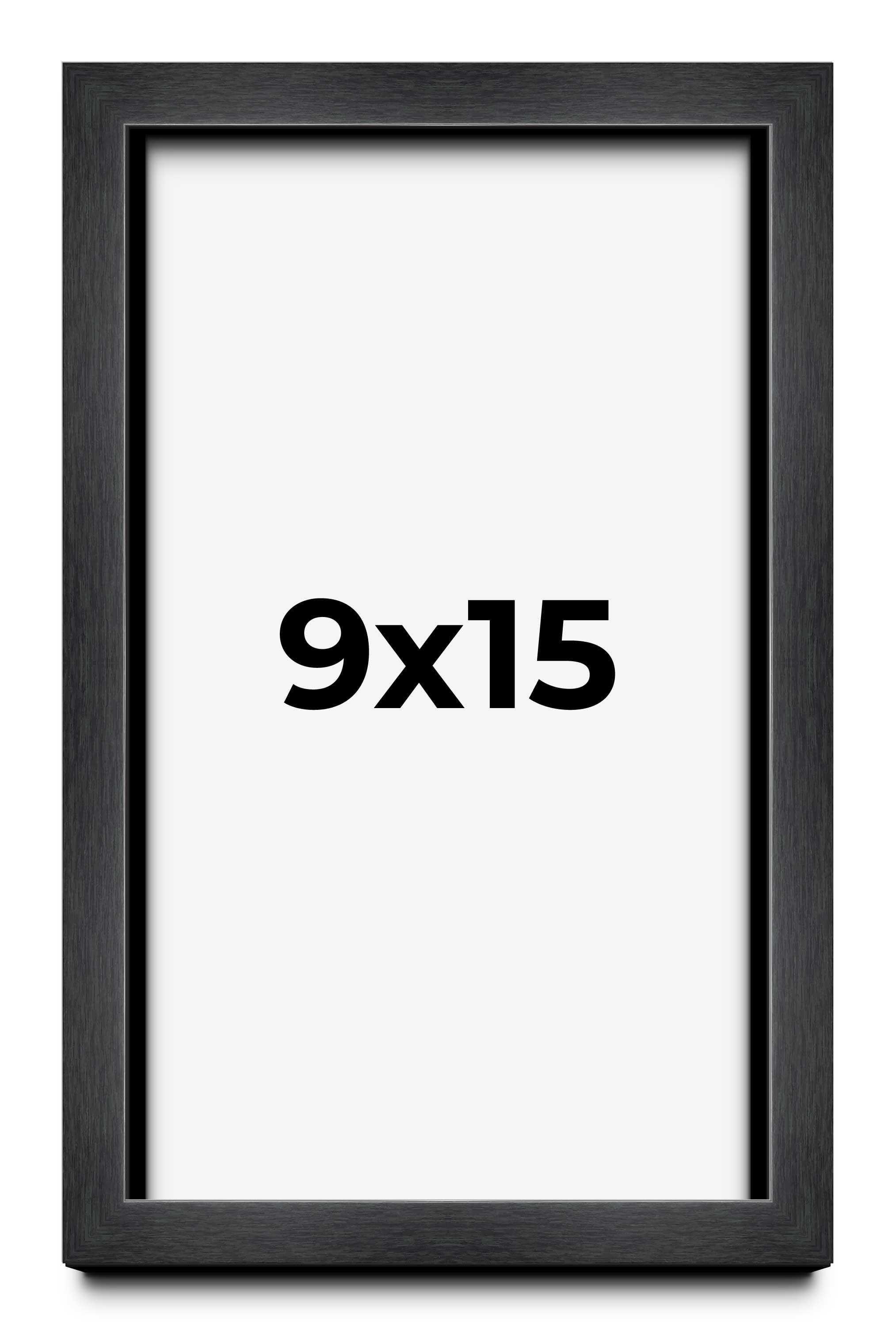 9x15 Frame Black Charcoal Grey Wood Textured Picture Frame | 0.75 Inch ...