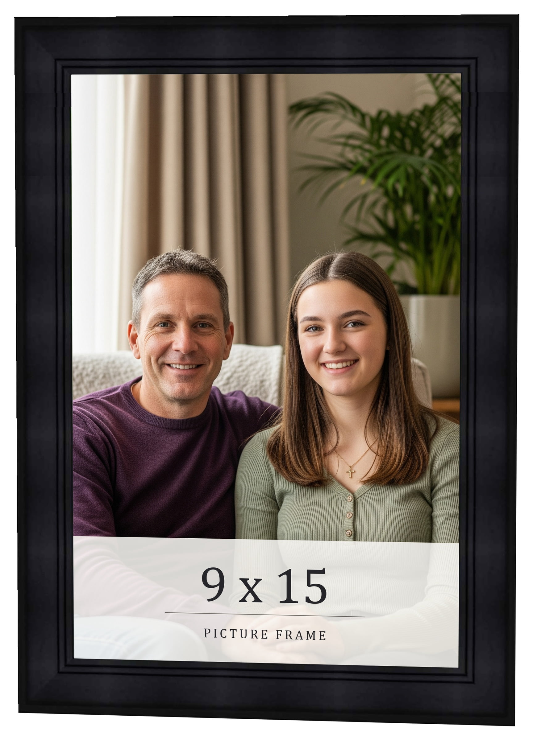 9x15 Frame Black Charcoal Grey Wood Textured Picture Frame | 0.75