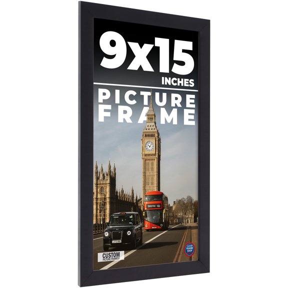 9x15 Frame Black Real Wood Picture Frame Width 0.75 inches | Interior Frame Depth 0.5 inches | Noir