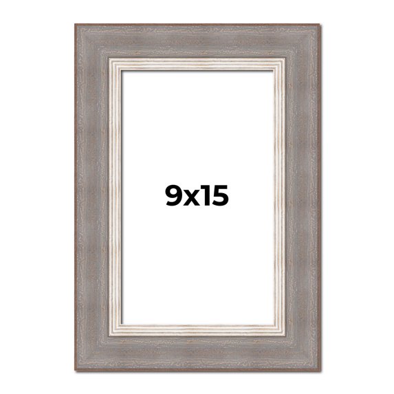 9x15 Frame Grey Real Wood Picture Frame Width 2.75 Inches | Interior Frame Depth 0.5 Inches | Linus
