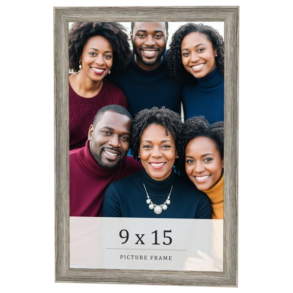 9x15 Frame Grey Solid Wood Picture Frame Width 1 Inches | Interior Frame Depth 0.5 Inches |