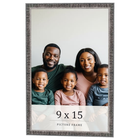 9x15 Frame Silver Grey Distressed Solid Wood Picture Frame | 0.75 Inch Moulding Width | Interior