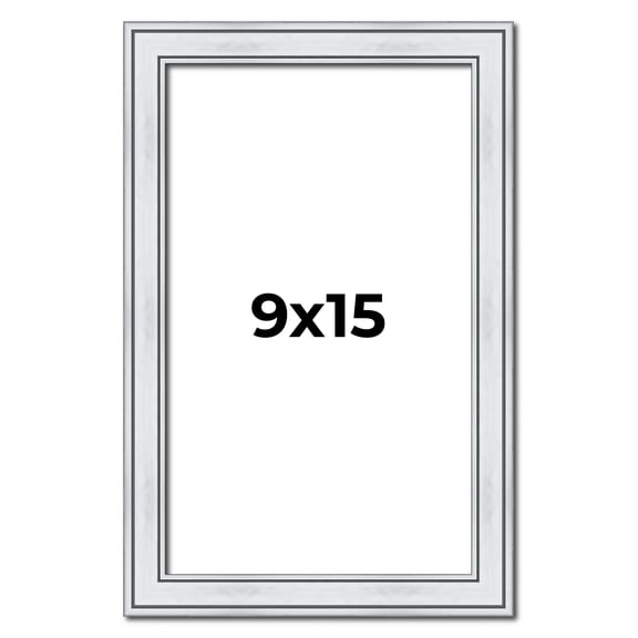 9x15 Frame Sterling Silver Solid Wood Picture Frame | 1.25 Inch Moulding Width | 0.75 Inch Interior