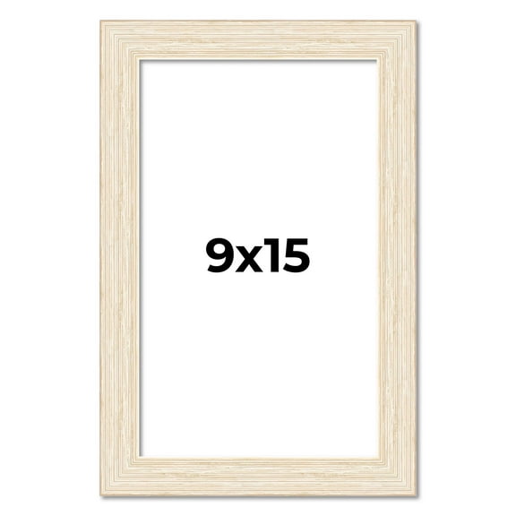 9x15 Frame White Barnwood Picture Frame - Modern Photo Frame Includes UV Acrylic Shatter Guard