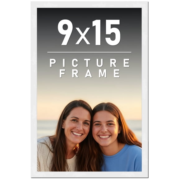 9x15 Frame White Solid Wood Picture Frame Includes UV Acrylic Shatter Guard Front, Acid Free Foam