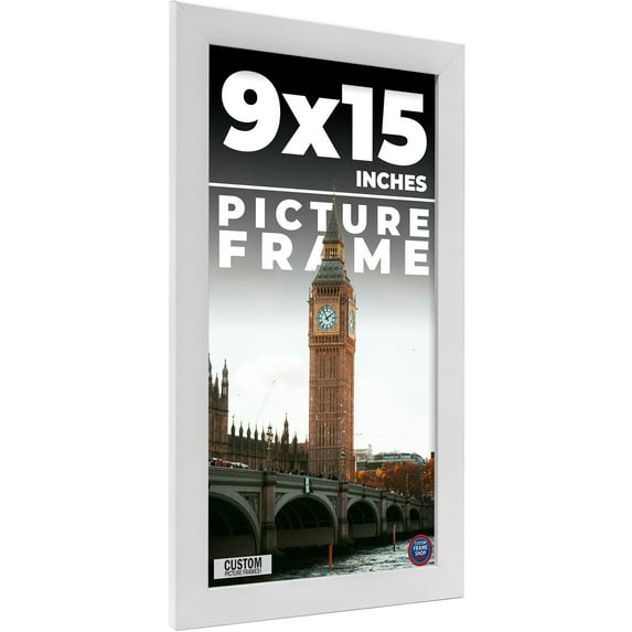 9x15 Frame White Solid Wood Picture Frame Includes UV Acrylic Shatter Guard Front, Acid Free Foam