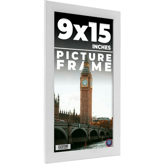 9x15 Frame White Solid Wood Picture Frame Includes UV Acrylic Shatter Guard Front, Acid Free Foam