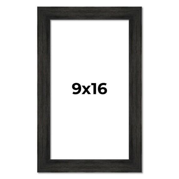 9x16 Frame Black Rustic Barnwood Solid Wood Picture Frame | 1.5 Inch Moulding Width | Includes UV