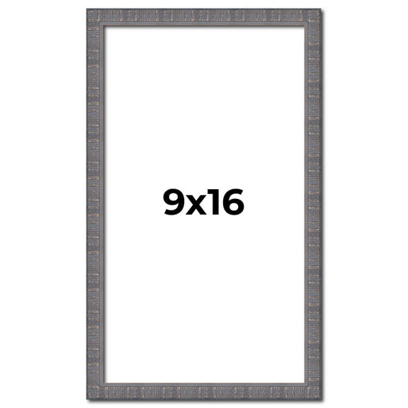 9x16 Frame Blue Kingsley Pewter Solid Wood Picture Frame Width 0.75 Inches |Interior Depth 0.5