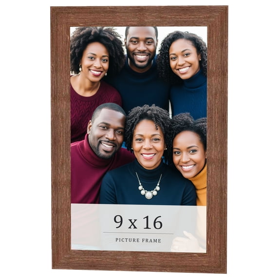 9x16 Frame Brown Farmhouse Solid Wood Picture Frame Width 1.5 Inches | Interior Frame Depth 0.5