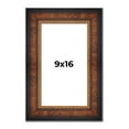 thumbnail image 1 of 9x16 Frame Brown Walnut Gold Ornate Trim Solid Wood Plein Air Picture Frame | 3 Inch Moulding Width, 1 of 8