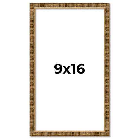 9x16 Frame Gold Kingsley Distressed Solid Wood Picture Frame Width 0.75 Inches | Interior Frame