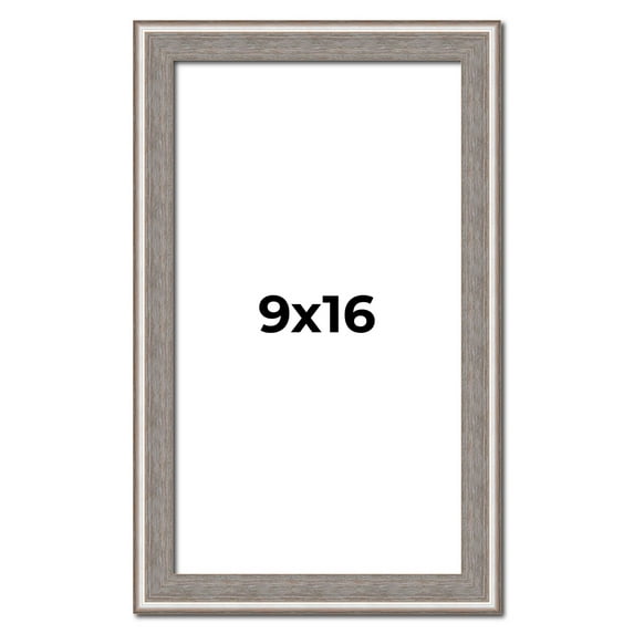 9x16 Frame Grey Real Wood Picture Frame Width 1.25 inches | Interior Frame Depth 0.5 inches | Hans