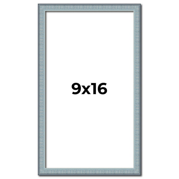 9x16 Frame Rustic Sky Blue Solid Wood Picture Frame | 0.75 Inch Moulding Width |Includes UV Acrylic