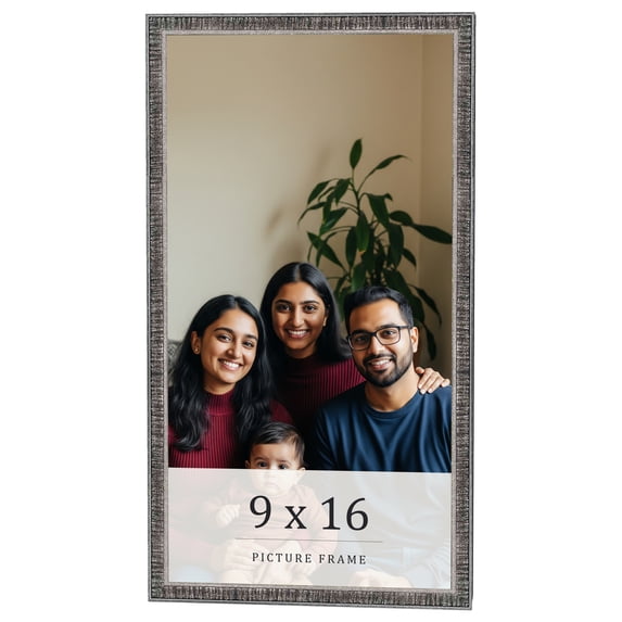 9x16 Frame Silver Grey Distressed Solid Wood Picture Frame | 0.75 Inch Moulding Width | Interior