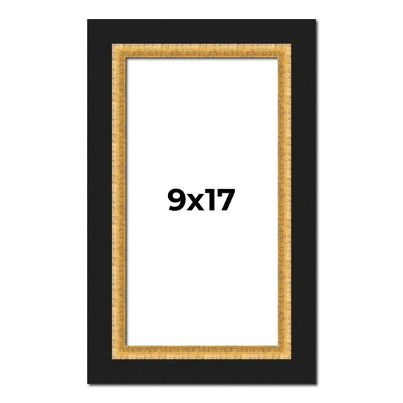 9x17 Frame Gold Real Wood Picture Frame Width 2.25 Inches | Interior Frame Depth 0.5 Inches |