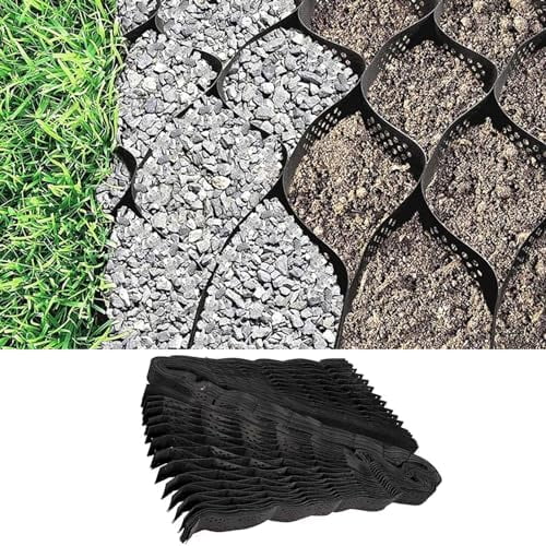 9x17 ft Geogrid Gravel Grid, 2 Inch Thick Geocell Ground Grid, 155 sq ft Expansion& Foldable Gravel Stabilizer Grid, HDPE Gravel Ground Grid for Slope, Subgrade Work, Driveways (2 Inch)