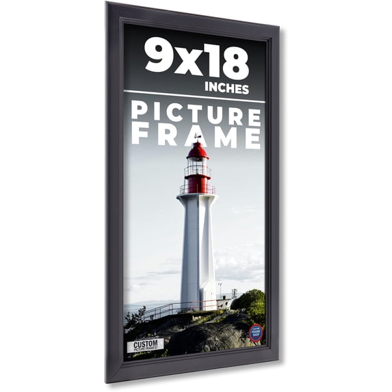 9x18 - 9 x 18 Contemporary Black Solid Wood Frame with UV Framer's Acrylic & Foam Board Backing -