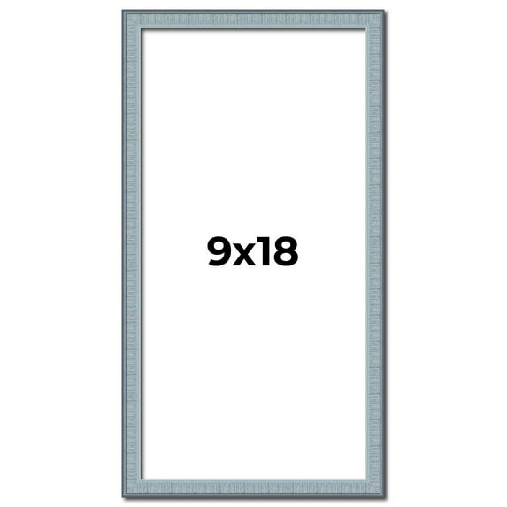9x18 Frame Blue Scuffed Farm Board Solid Wood Picture Frame Width 0.75 Inches | Interior Depth 0.5