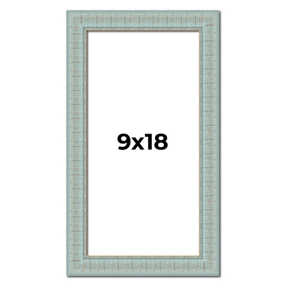 9x18 Frame Blue Teal Distressed Solid Wood Picture Frame | 1.625 Inch Moulding Width | Sonoma Blue