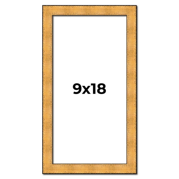 9x18 Frame Gold Rustic Solid Wood Picture Frame | 1.25 Inch Wide Moulding | Rustique Gold