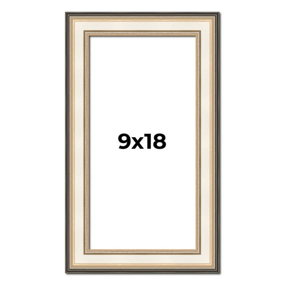 9x18 Frame Gold Silver Plein Aire 2" Inch Wide Moulding Solid Wood Picture Frame | Modena