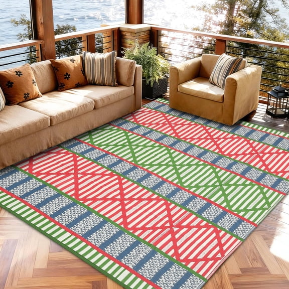9x18 Large Outdoor Rug for Backyard & Patio, Waterproof Plastic Mat for RV Camping, Porch, Deck, Balcony, Reversible Lightweight Carpet, UV Resistant, Easy Clean for Travel & Events