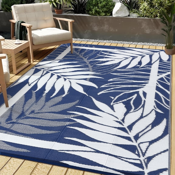 9x18 Outdoor Rug Waterproof, Reversible Plastic Straw Patio Rug, All-Weather UV Resistant Low Pile Carpet with Non-Slip Backing, Easy Clean Indoor Outdoor Mat for Deck, Porch, Balcony, RV & Camping,