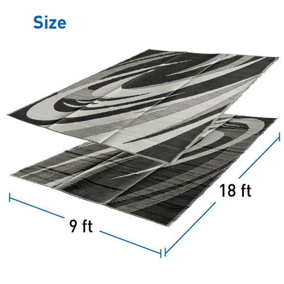 9x18 RV Mat - Wave Pattern - BLACK