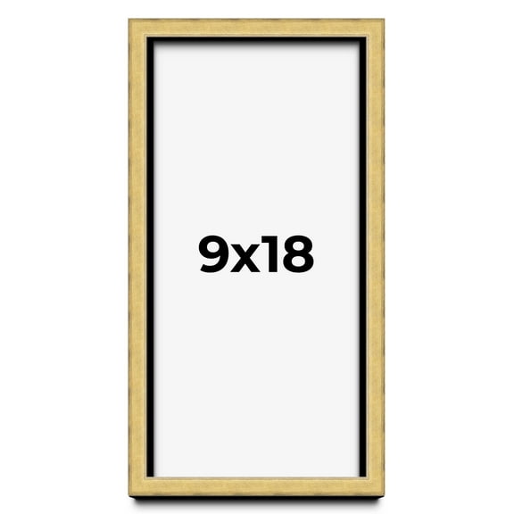 9x18 Shadow Box Frame Gold | 1.375 Inches Deep Real Wood Contemporary Shadowbox Display Frame | UV