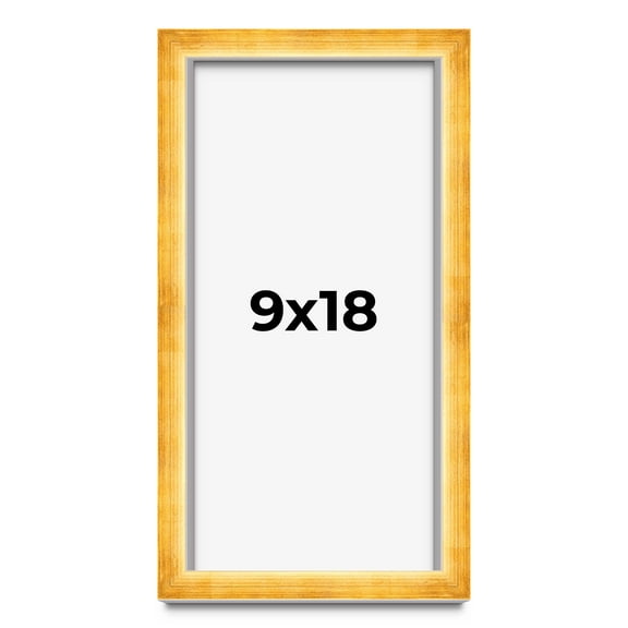 9x18 Shadow Box Frame Gold | 1.625 Inches Deep Real Wood Traditional Shadowbox Display Frame | UV