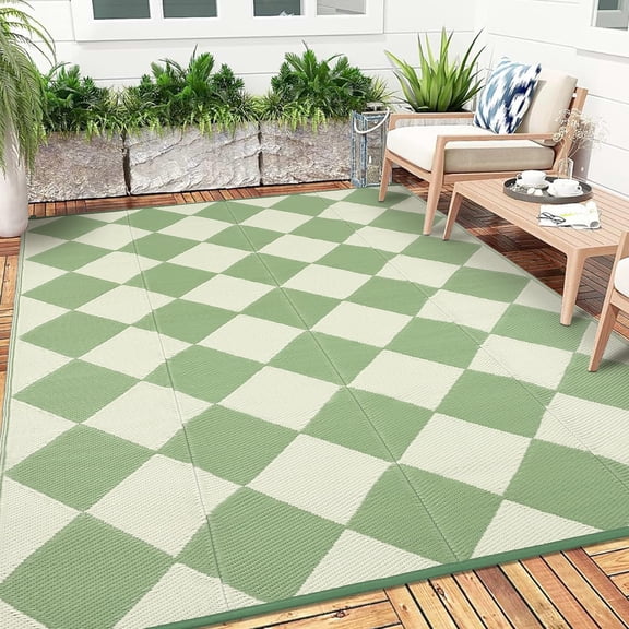 9x18ft Reversible Outdoor Rug, Waterproof Plastic Straw Patio Rug | 9x12 Ft Reversible Outdoor Rug, Waterproof Plastic Straw Patio Rug
