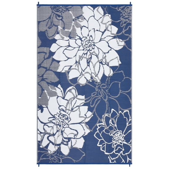 9x18ft Waterproof Reversible Outdoor Rug,Floral Plastic Outdoor Rug,Outdoor Plastic Straw Rug,UV & Fade Resistant,Lightweight Folding Camping Mat for RV,Picnic,Beach,Balcony