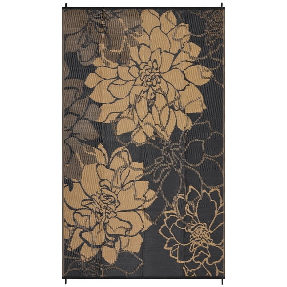 9x18ft Waterproof Reversible Outdoor Rug,Floral Plastic Outdoor Rug,Outdoor Plastic Straw Rug,UV & Fade Resistant,Lightweight Folding Camping Mat for RV,Picnic,Beach,Balcony