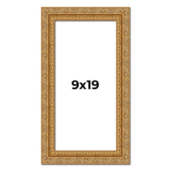 9x19 Frame Gold Ornate Solid Wood Picture Frame | 2 Inch Moulding Width | Firman Traditional Photo