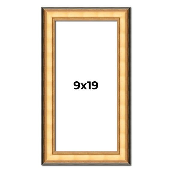 9x19 Frame Gold Plein Aire Solid Wood Picture Frame Width 2 Inches | Interior Frame Depth 0.5