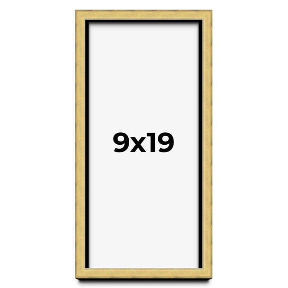 9x19 Shadow Box Frame Gold | 1.375 Inches Deep Real Wood Contemporary Shadowbox Display Frame | UV