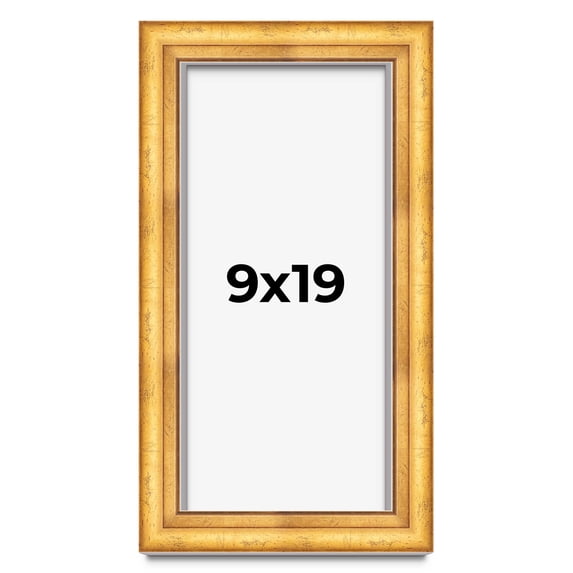 9x19 Shadow Box Frame Gold | 1.75 Inches Deep Real Wood Traditional Shadowbox Display Frame | UV