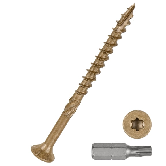 #9x2-1/2"" Deck Screws - 300Pack - Good for Decks, Fences, Frames, Farms, Outdoor Furniture - Carbon Steel Wood Screws Decking Screws W/ T25 Torx Star Drive Bit - Tan
