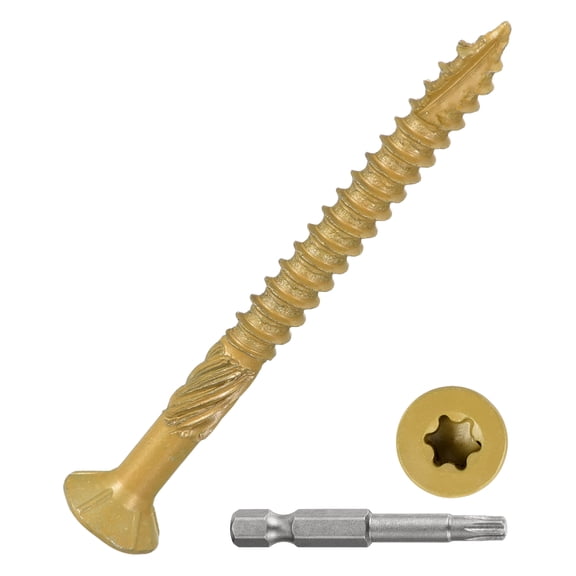 #9x2" Deck Screws - 250Pack - Good for Decks, Fences, Frames, Farms, Outdoor Furniture - Carbon Steel Wood Screws Decking Screws W/ T25 Torx Star Drive Bit - Tan