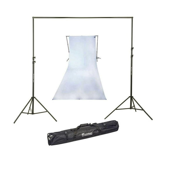 Westcott 9x20 Feet Wrinkle Resistant Cotton Background, High-Key White - Bundle With Flashpoint 10' Background Support System