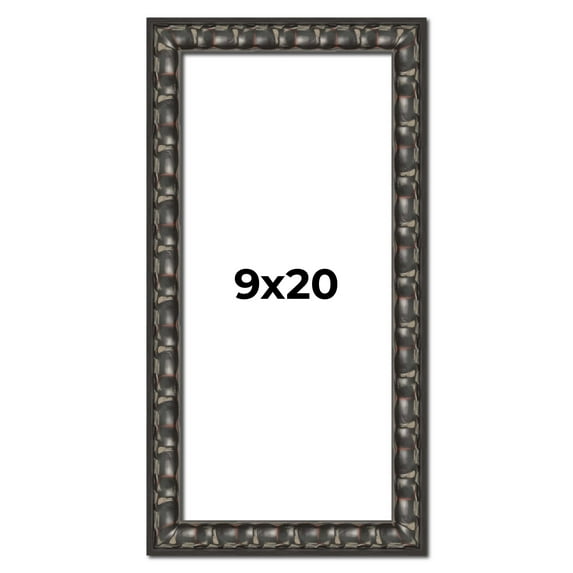 9x20 Frame Black-Brown Medieval Solid Wood Picture Frame | 1.5 Inch Moulding Width | Gotham Beveled