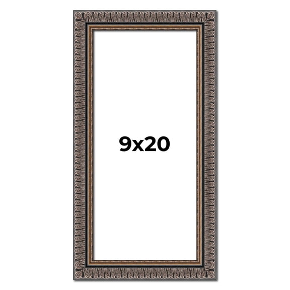 9x20 Frame Black Feather Payton Ornate Solid Wood Picture Frame Width 1.75 Inches | Interior Depth