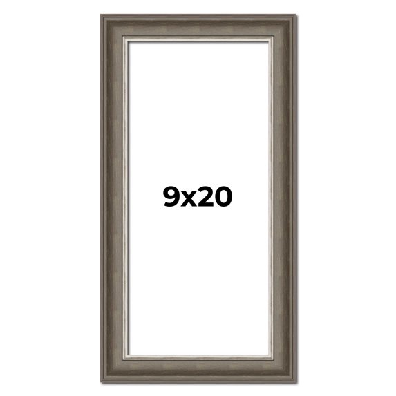 9x20 Frame Brown Solid Wood Picture Frame | 1.75 Inch Moulding Width | Austin Frame Complete with