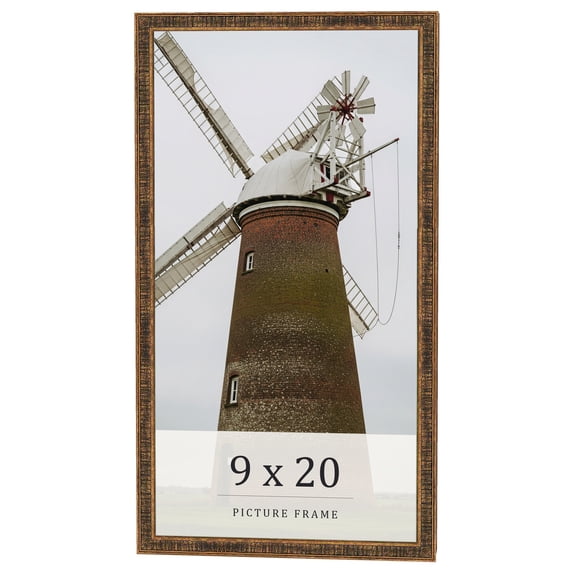 9x20 Frame Gold Kingsley Distressed Solid Wood Picture Frame Width 0.75 Inches | Interior Frame