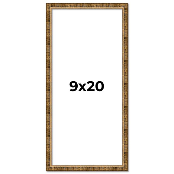 9x20 Frame Gold Solid Wood Picture Frame - Complete Modern Photo Frame Includes UV Acrylic