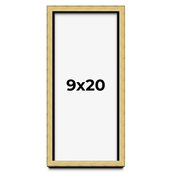 9x20 Shadow Box Frame Gold | 1.375 Inches Deep Real Wood Contemporary Shadowbox Display Frame | UV