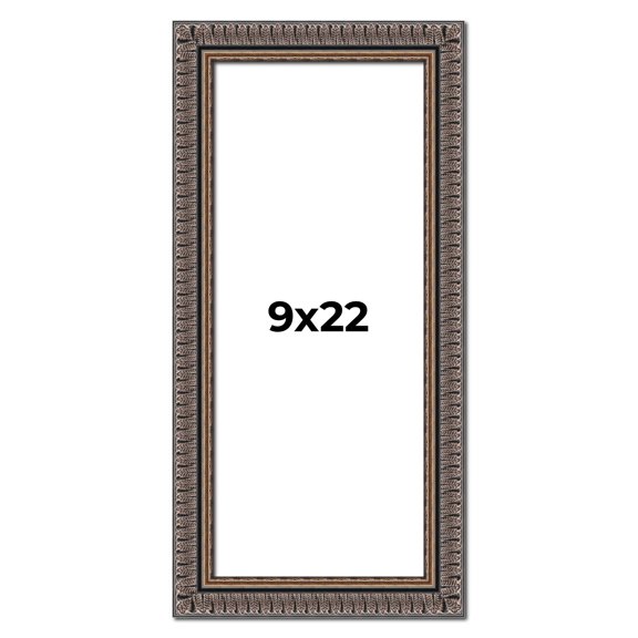 9x22 Frame Black Feather Payton Ornate Solid Wood Picture Frame Width 1.75 Inches | Interior Depth